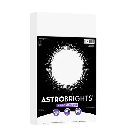 Astrobrights Legal Size Cover Cardstock, 8.5" x 14", 65 lb./176 Gsm, 97 Brightness, Bright White, 125 Sheets | Walmart (US)