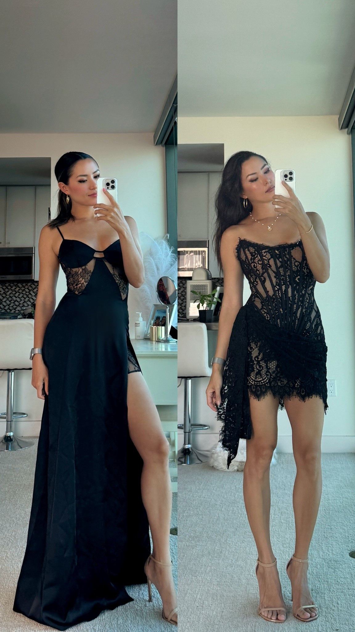 XS in both black lace dresses

#LTKootd #LTKOver40