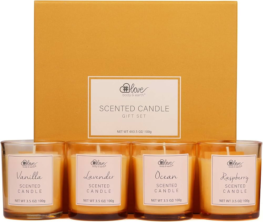 Candles Gifts for Women - Scented Candle Set, Soy Wax Candles for Stress Relief and Home Decor, 4... | Amazon (US)