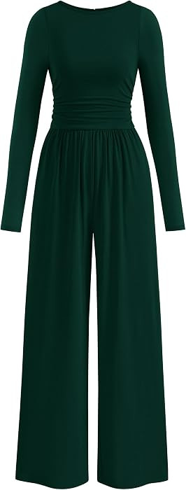 PRETTYGARDEN Long Sleeve Jumpsuits for Women Dressy Casual Wide Leg Rompers | Amazon (US)