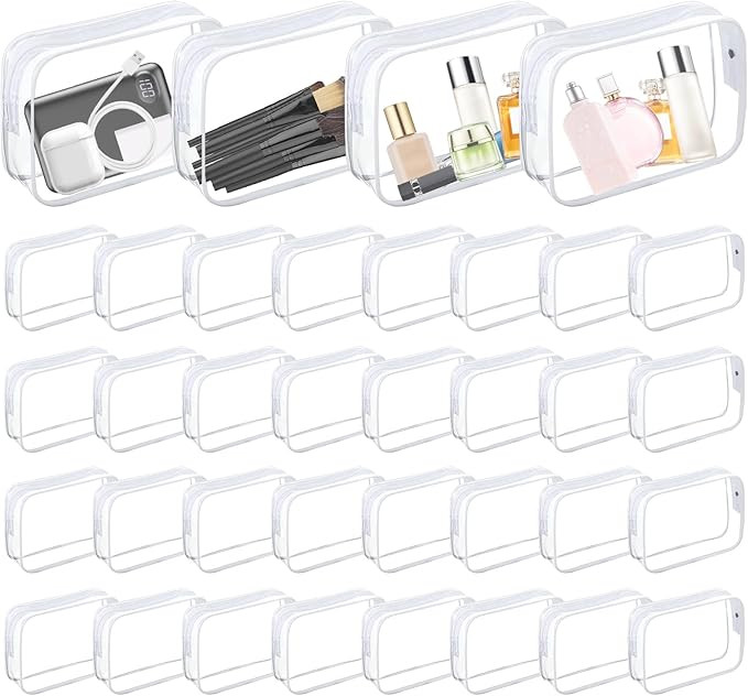 36 PCS Clear Makeup Bags Bulk Clear Cosmetics Bag Plastic Travel Bags Clears Plastic Toiletry Bag... | Amazon (US)