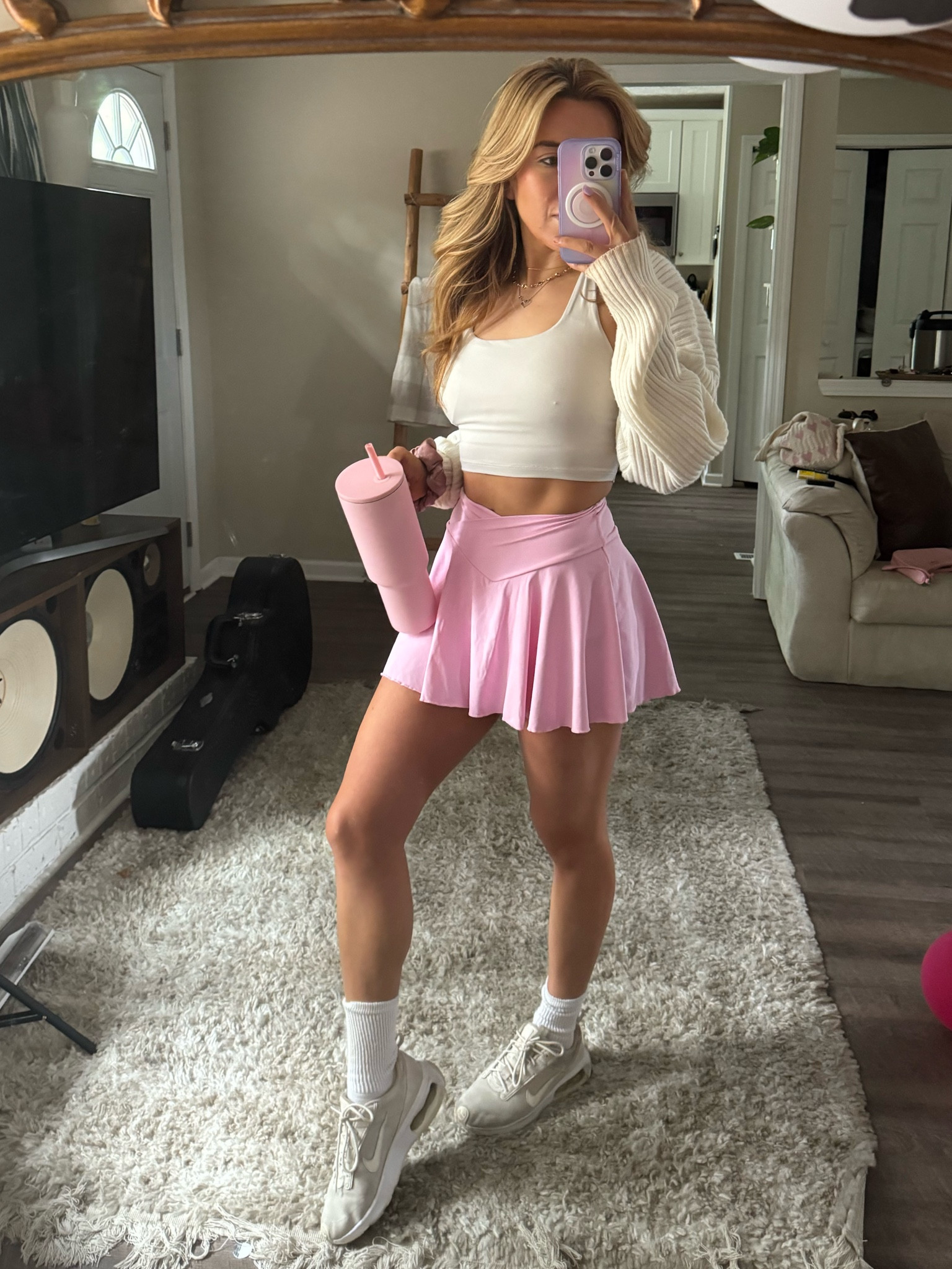 Pink tennis skirt outfit 

#LTKActive #LTKstyletip #LTKfitness