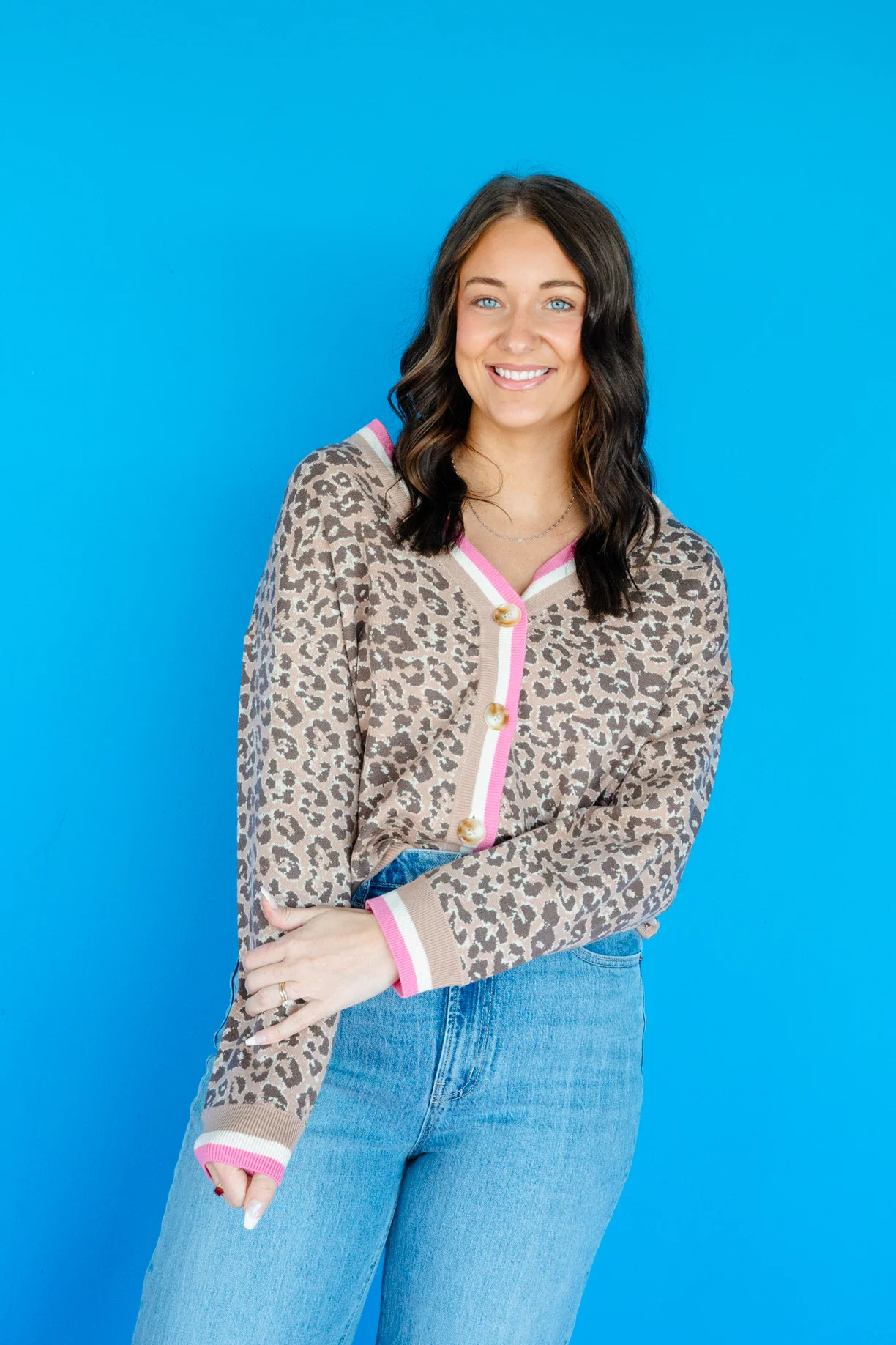 Sarah Leopard Cardigan - Mushroom + Rose | MyEllement Boutique
