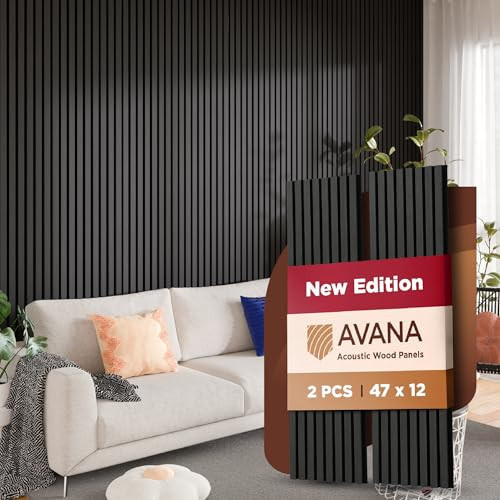 Avana Acoustic Wood Wall Panels – 47.2 X 12.6 Inch Black Oak Acoustic Panels 2 PCs – Modern Wall Panels For Interior Wall Decor For Homes, Offices, Studios – Sturdy And Durable Wood Panels For Wall | Amazon (US)
