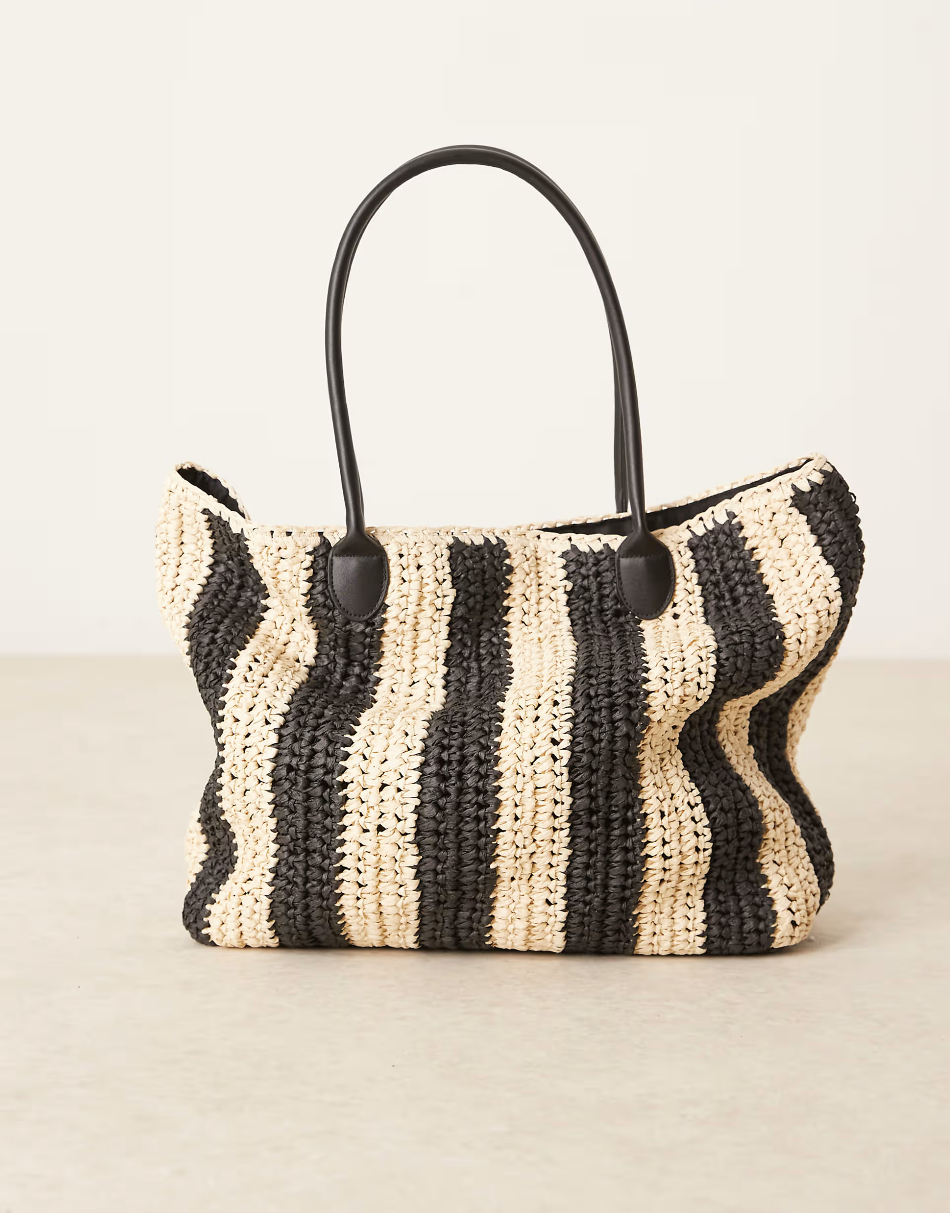 Abercrombie & Fitch straw holiday tote bag in black stripe | ASOS (Global)