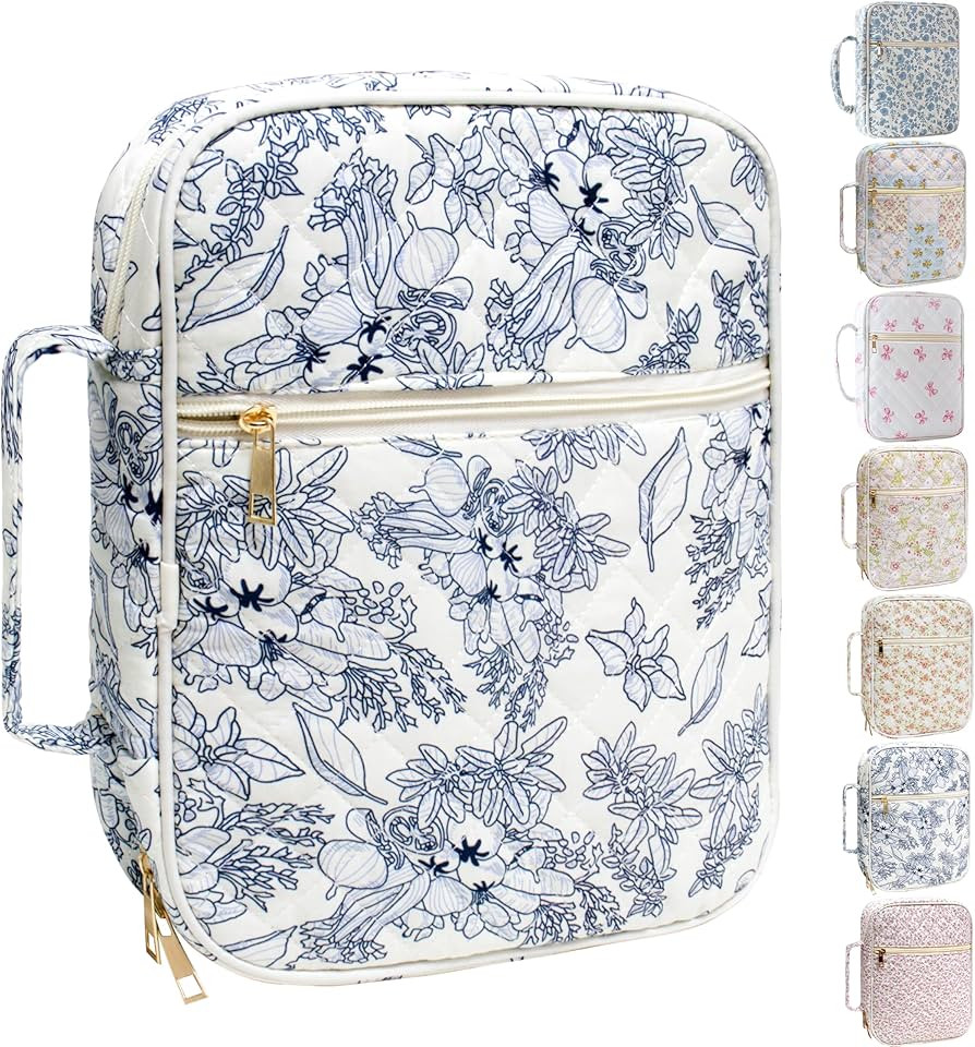Bible Cover for Women, Large Quilted Case with Handle, Durable Bag and Carrying Case for Girls, S... | Amazon (US)