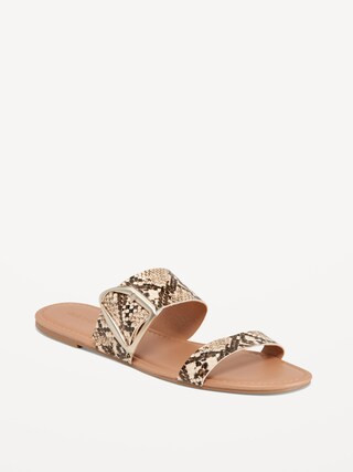 Faux-Leather Double-Strap Metal-Hardware Sandals for Women | Old Navy (US)