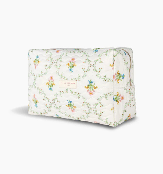 The Quilted Cosmetic Bag - Pastel Trellis | Hill House Home US