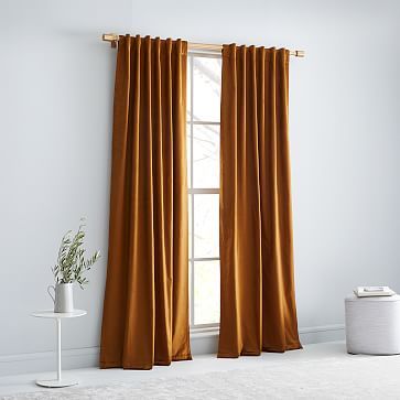 Cotton Luster Velvet Curtain - Golden Oak | West Elm (US)