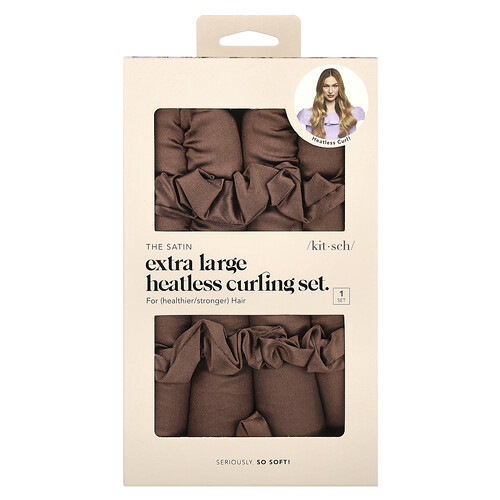 Kitsch, The Satin Heatless Curling Set, Extra Large, Chocolate, 1 Set | iHerb