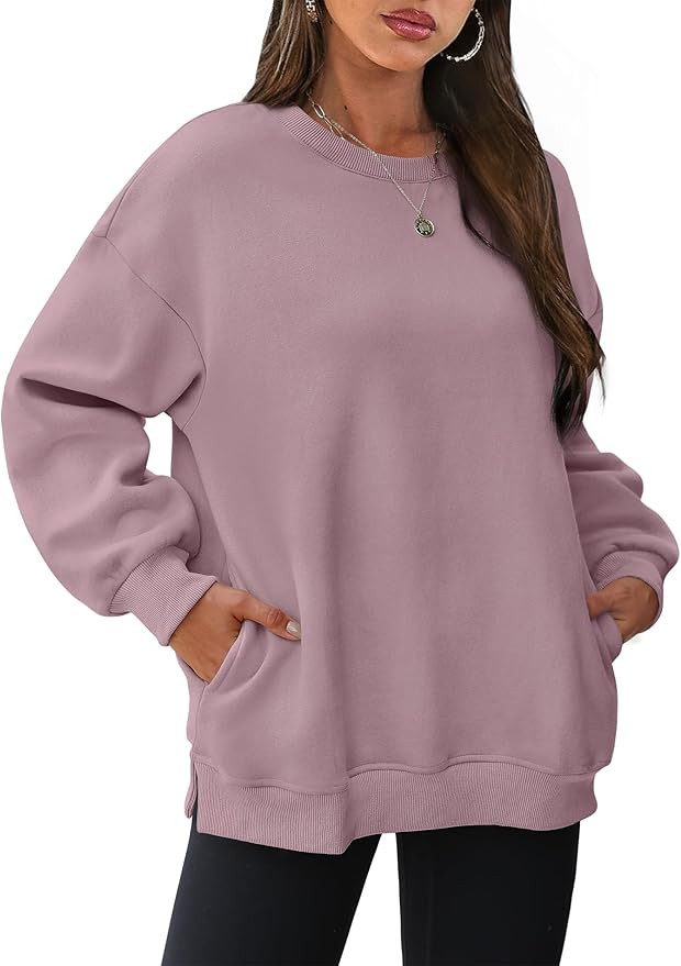 WIHOLL Womens Oversized Sweatshirts Crewneck Long Sleeve Tops Fleece Pullover Fall Fashion Clothe... | Amazon (US)