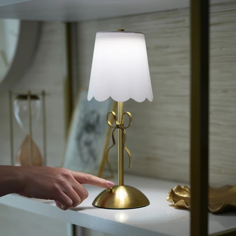 Home Decor Collection Sterling & Noble Home  Tabletop LED Touch Lamp with Scalloped White Fabric ... | Walmart (US)