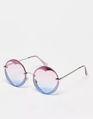 Jeepers Peepers round heart sunglasses in purple/blue ombre | ASOS (Global)