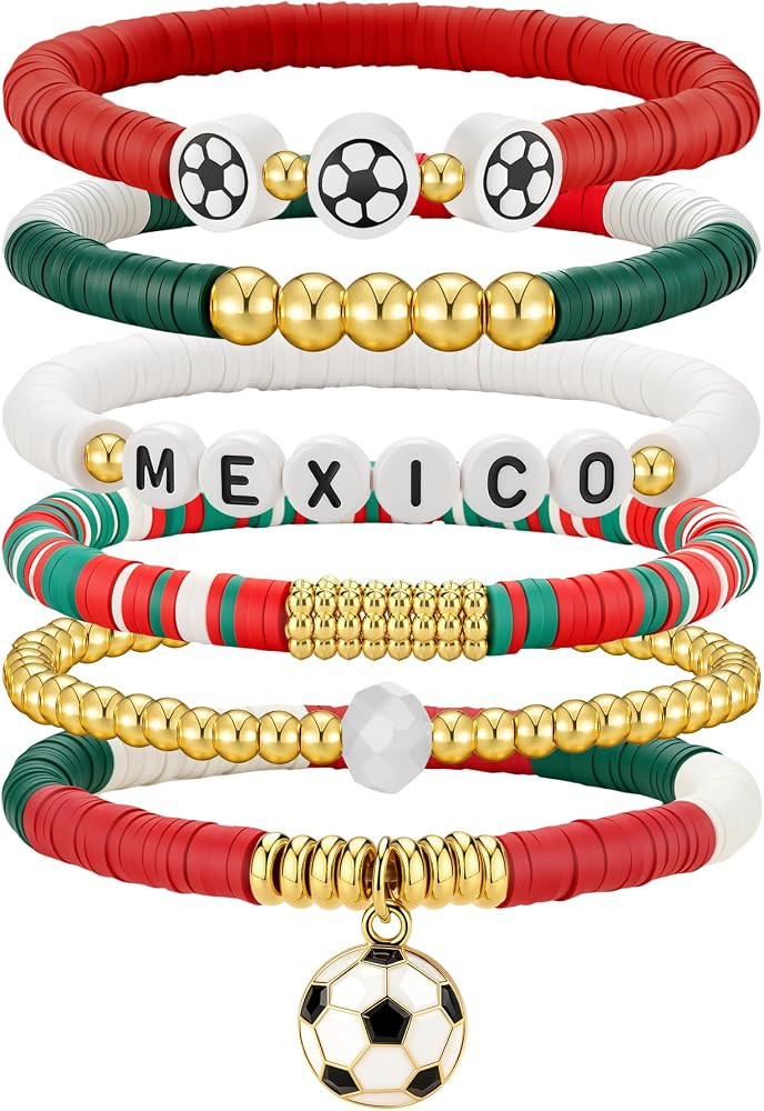 2026 World Soccer Cup Soccer Bracelets for Women Men, Stackable Soccer Jewelry Game Day Fan Acces... | Amazon (US)