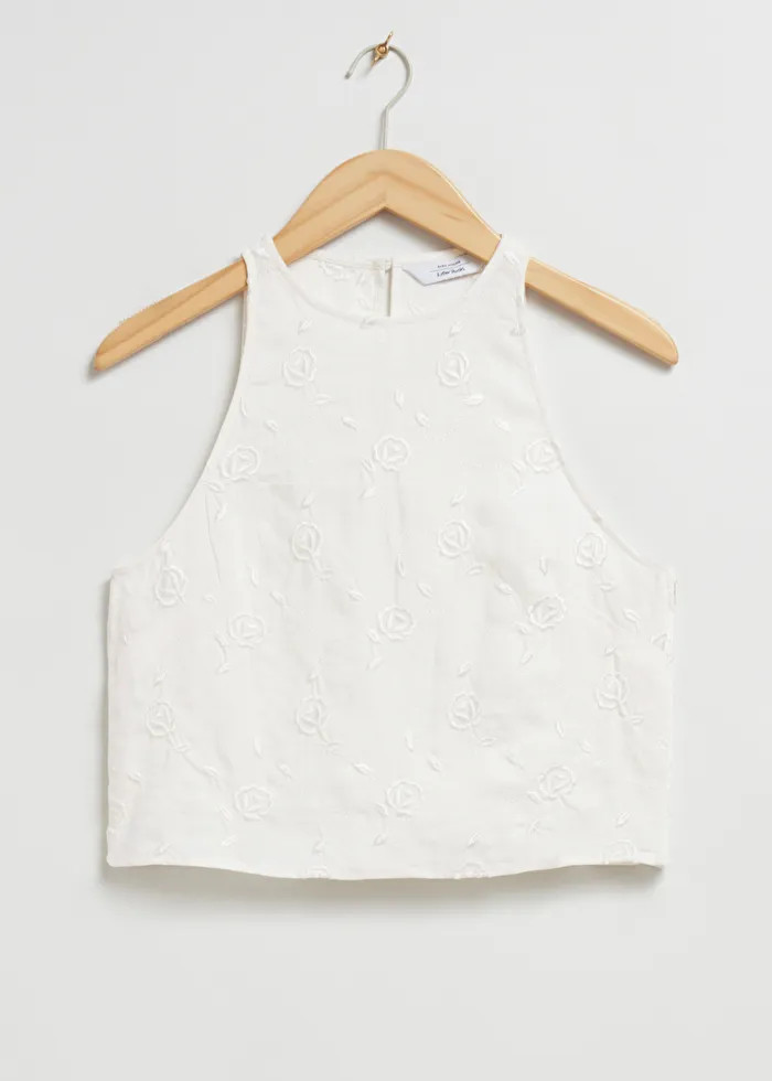 Linen Round Neck Cropped Top | & Other Stories US