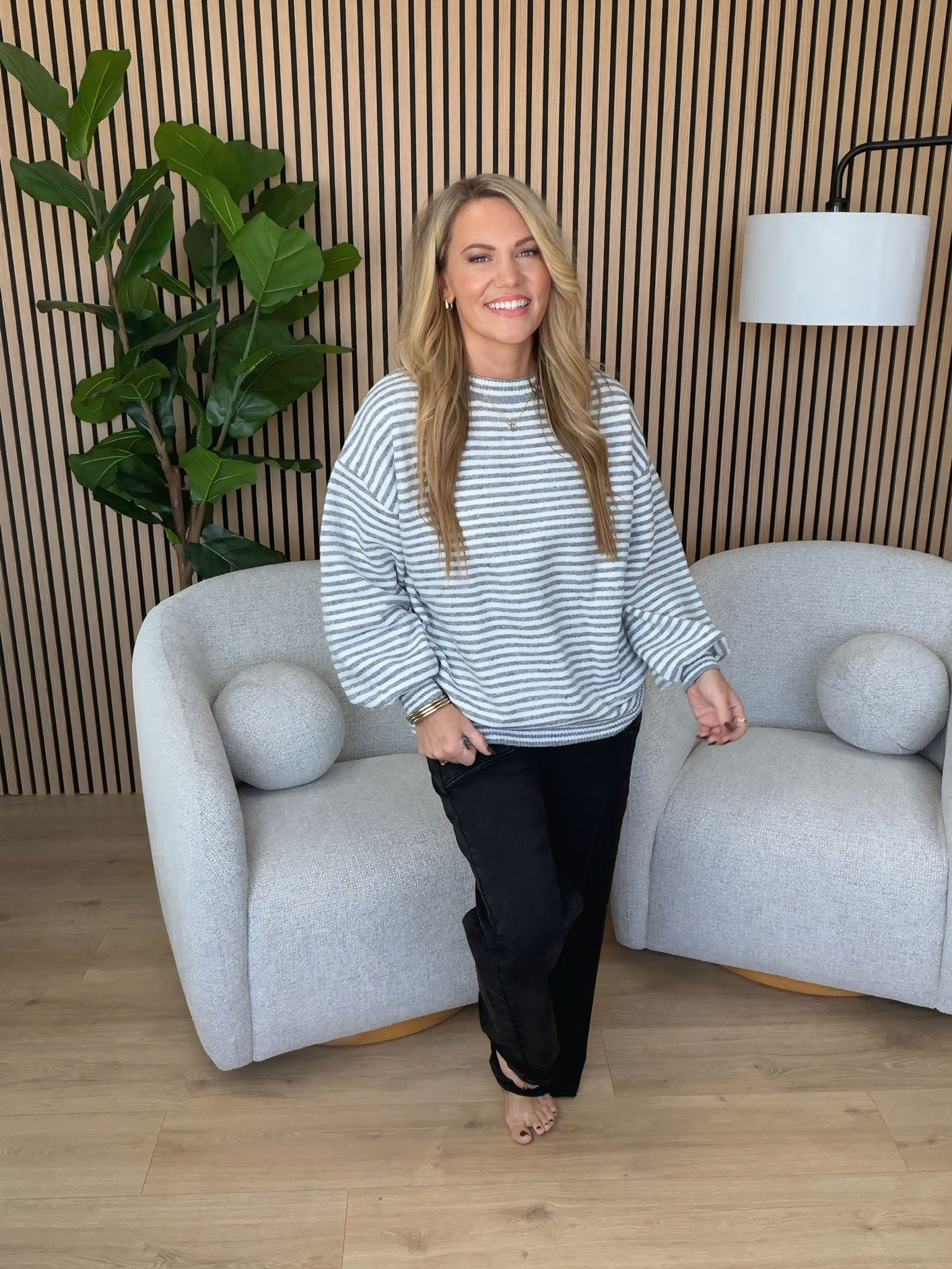 A striped sweater and black denim is one of those combinations that always feels classic. This sweater has a relaxed shape with a soft oversized fit, and I’m wearing a size small to keep the slightly slouchy look. I paired it with my size 4 black jeans for a simple everyday outfit that can easily be dressed up or down.

striped sweater outfit, black denim, black jeans outfit, fall outfit ideas, casual chic style, cozy fall sweater, everyday outfit, classic fall fashion, neutral wardrobe, weekend outfit, timeless style, casual fall look

#LTKootd #LTKOver40 #LTKSeasonal