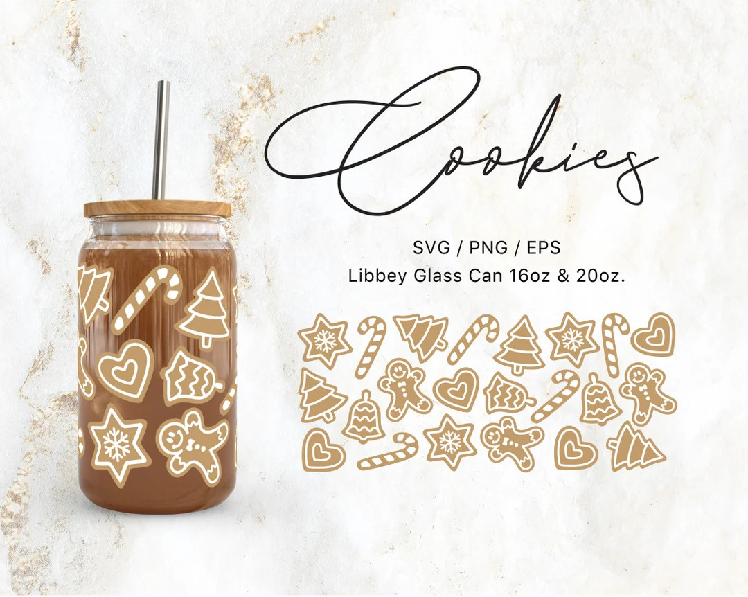 Libbey Glass 16oz 20oz Christmas Cookies Svg Files for Cricut / Silhouette Cameo, Cookie Svg, Fes... | Etsy (US)