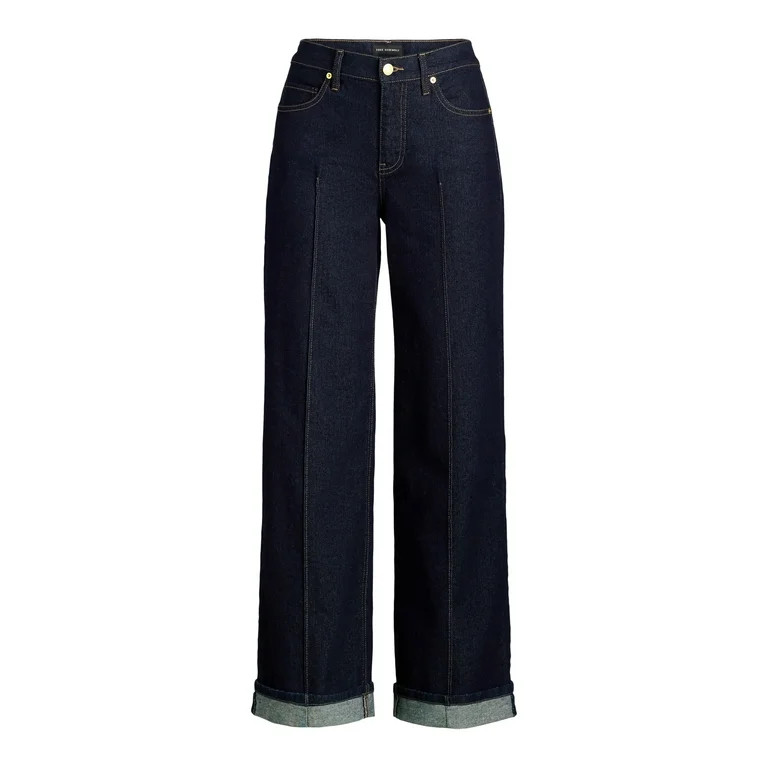 Free Assembly Women’s Belted Wide Leg Trouser Jeans, 31” Inseam, Sizes 0-23 | Walmart (US)