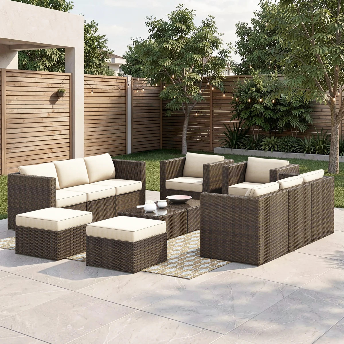 Baecher 11 Piece Wicker Sectional Seating Group with Cushions (Fully Assembled) | Wayfair North America