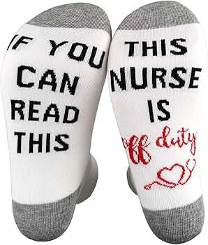 XYSOCKS If You Can Read This Nurse Is Off Duty Unisex Funky Crew Socks White Angels Gift for Holi... | Amazon (US)