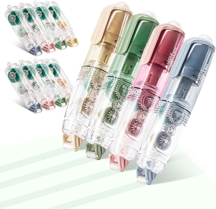 4 Pcs Double Sided Tape Roller with 8 Refills, Retractable Glue Tape Roller, Adhesive Tape Dispen... | Amazon (US)