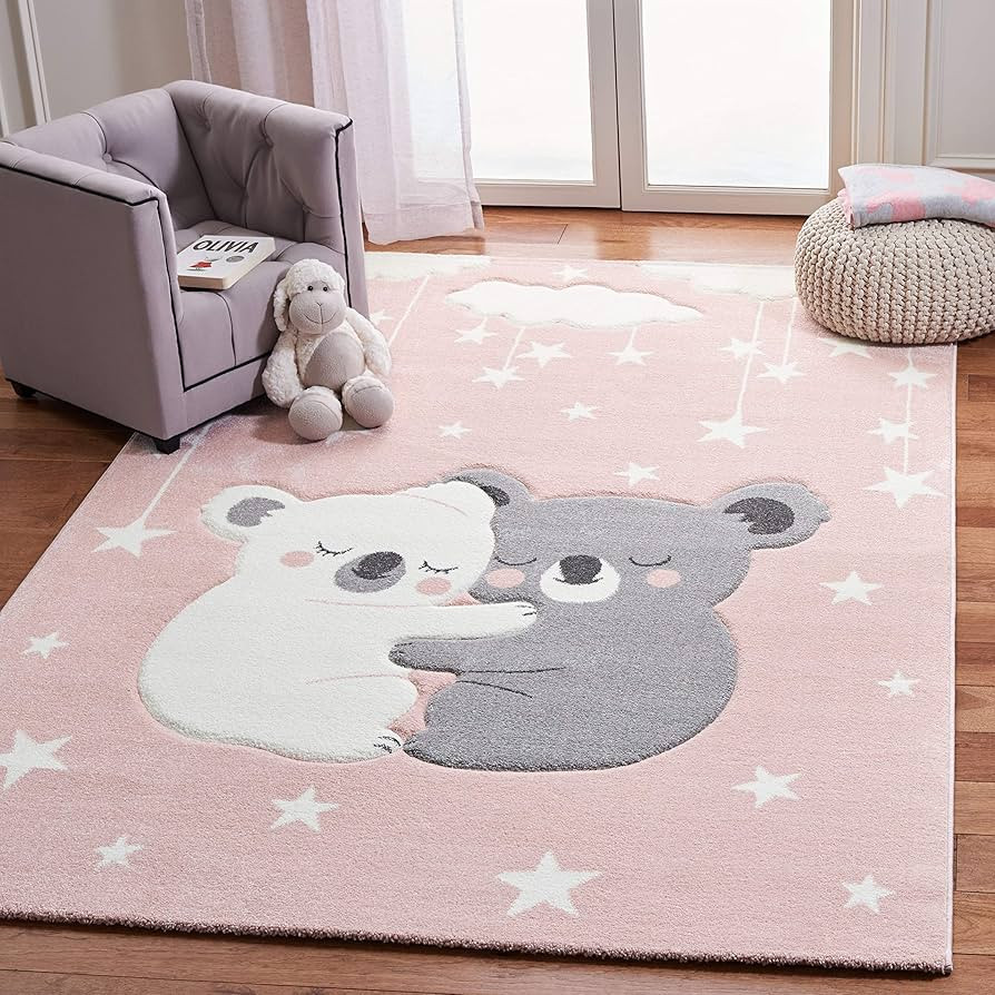 Safavieh Carousel Kids Collection Area Rug - 8' x 10', Pink & White, Koala Design, Non-Shedding &... | Amazon (US)