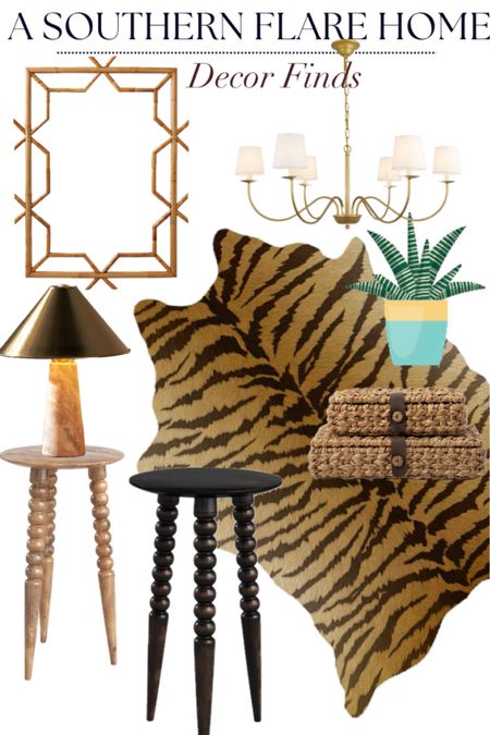 Home Decor, classic  timeless pieces, mirror, spindle accent table, Tiger rug, accent lamp, woven decor, chandelier, home Accessories 

#LTKstyletip #LTKhome #LTKover40
