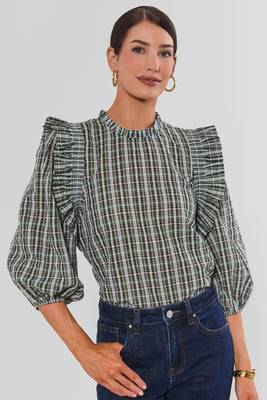 Green Plaid Ruffle Top | Avara