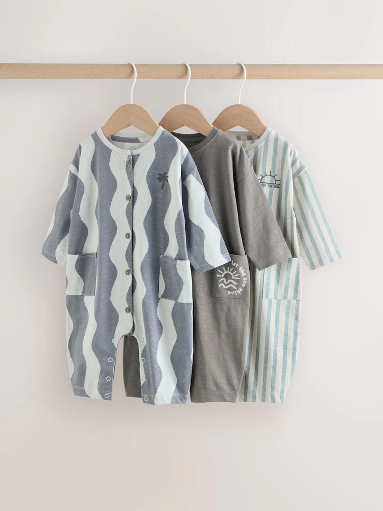 Grey Scandi Cactus Baby Rompers 3 Pack | Next US