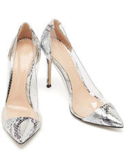 Gianvito Rossi 110mm Plexi snakeskin pumps - Grey
