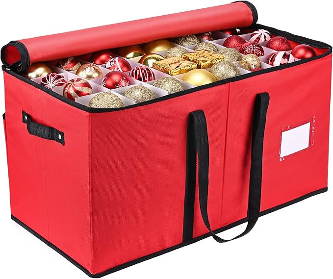 Amazon.com: Mrrihand Christmas Ornament Storage Box, Xmas Decoration Organizer with Adjustable Di... | Amazon (US)