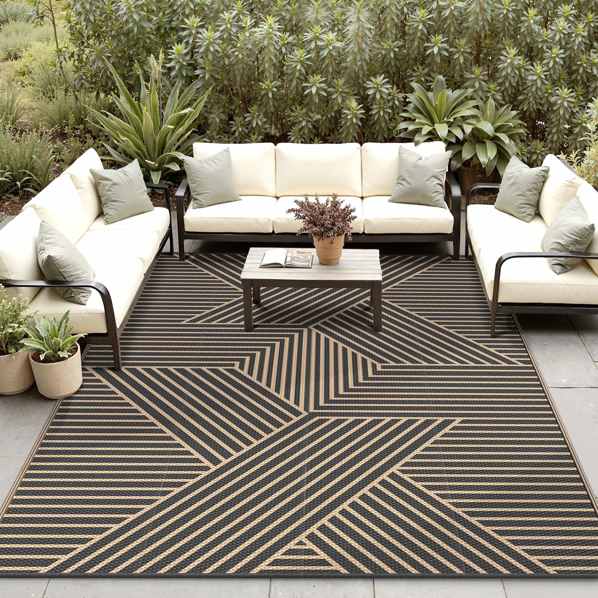 KUETH 6'x 9'Outdoor Plastic Rug Foldable Waterproof UV Resistant Outdoor Patio Geometric RV Deck ... | Walmart (US)