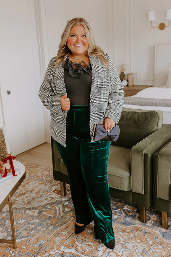 Glamour Galore High Waist Velvet Pants Curves | Impressions Online Boutique