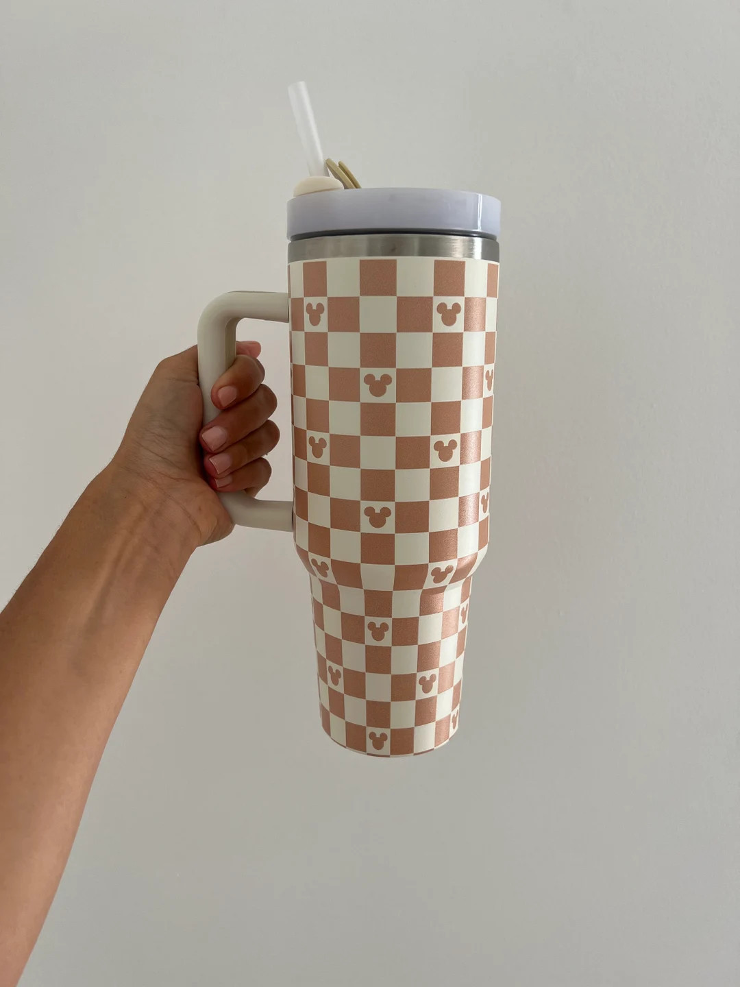 40oz Checkered Mickey Mouse Stanley dupe- Stanley dupe Disney cup | Etsy (US)