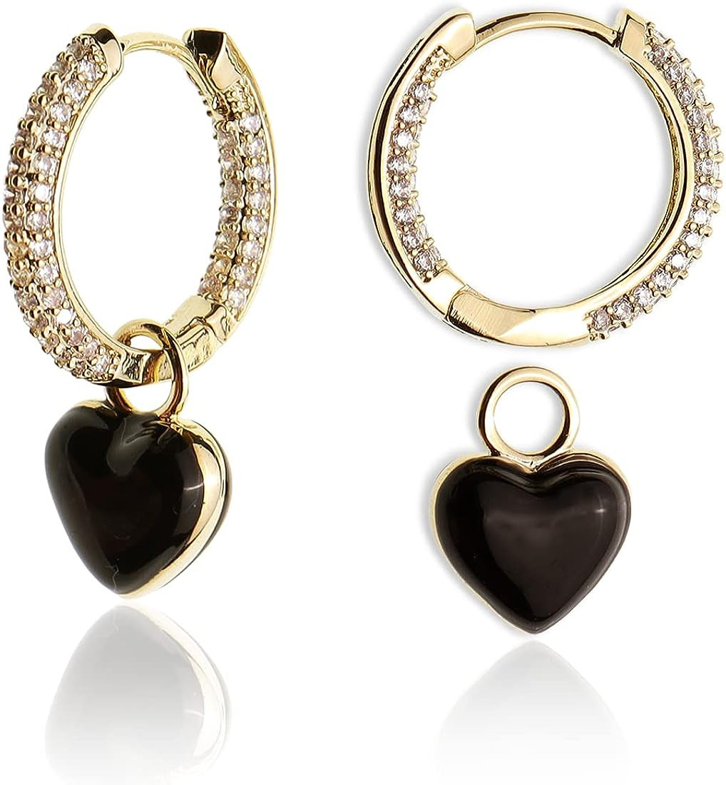 Sonateomber Small Heart Gold Hoop Earrings for Women - Sparkly Huggie Ring Circle Daily Jewelry G... | Amazon (CA)