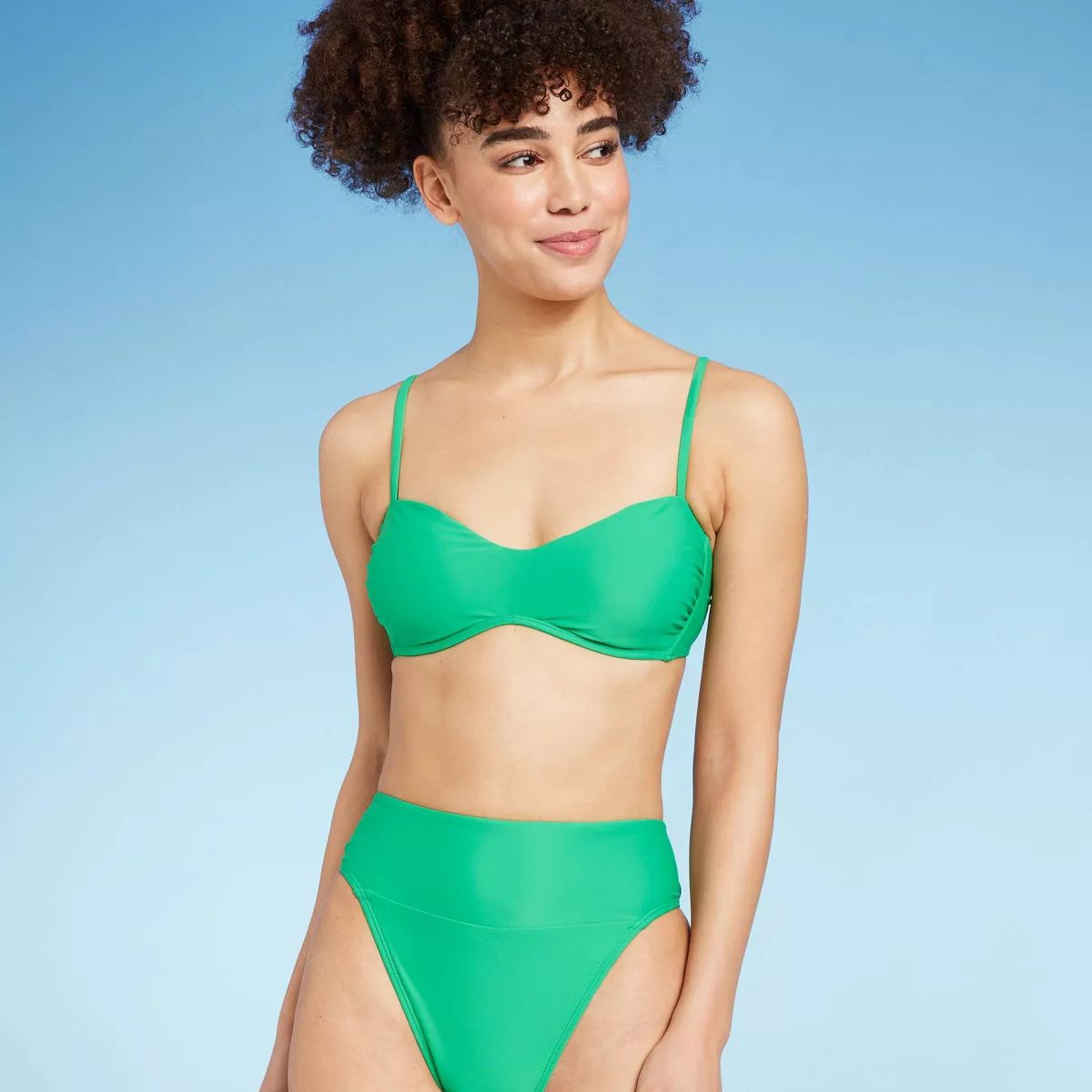 Women's Double Scoop Bralette Bikini Top - Wild Fable™ Green | Target