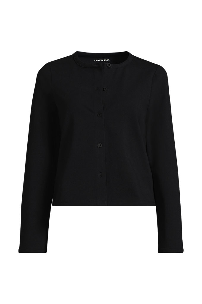 Women's Long Sleeve Starfish Cropped Crew Neck Cardigan - Lands' End - Black - M | Lands' End (US)