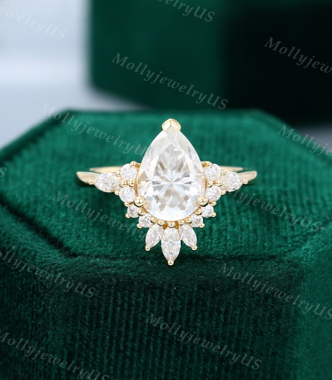 710mm Pear Shaped Moissanite Engagement Ring Unique - Etsy | Etsy (US)