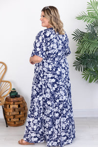 Sunshiny Days Smocked Waist Floral Navy Maxi Dress | The Pink Lily Boutique