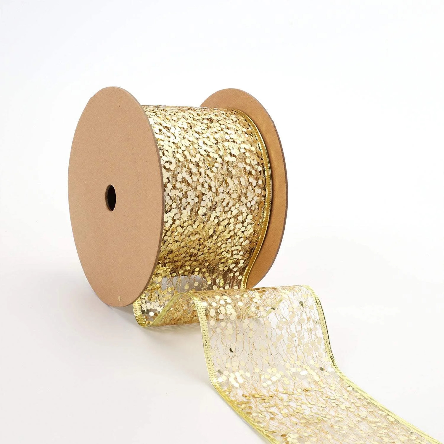 LaRibbons 3" Sequin Wired Ribbon | Gold | 10 Yard Roll | Walmart (US)