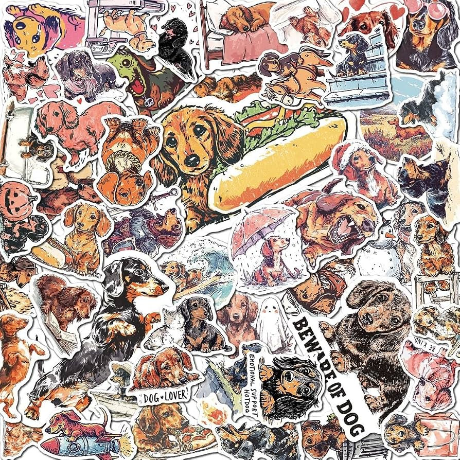100 PCS Dachshund Stickers Pack \u2013 Waterproof Dog Decals for Water Bottles, Laptops, Phones, ... | Amazon (US)