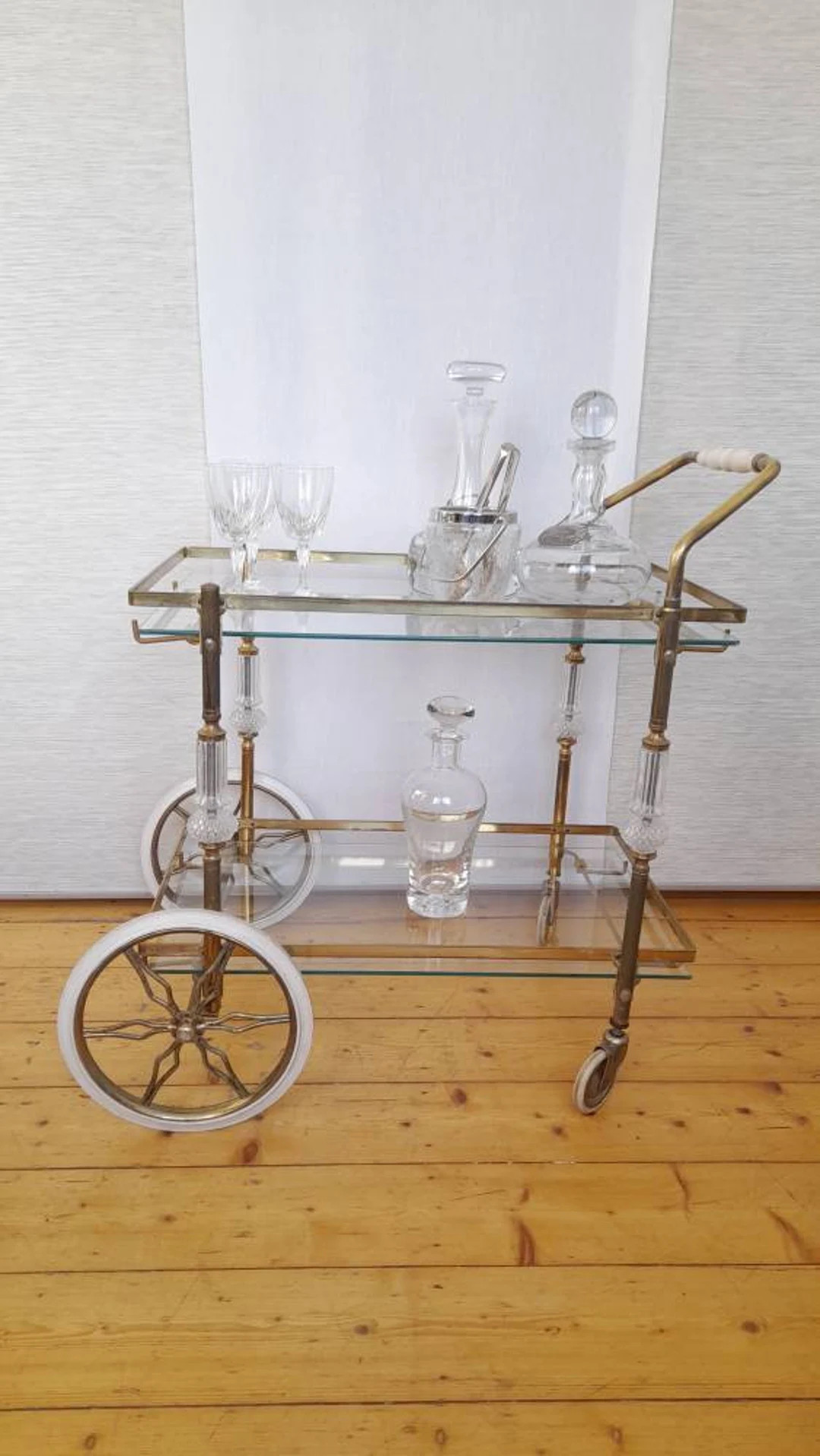 Art Deco BAR CART SERVING CART Tea Cart Vintage Unique Brass Vs Bohemia Crystal - Etsy | Etsy (US)