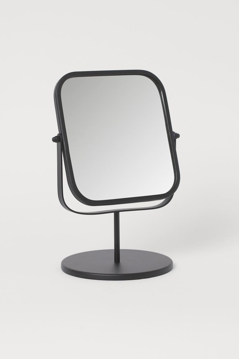 Small, square table mirror in painted metal with a round foot. Knobs at sides to easily adjust mi... | H&M (US + CA)