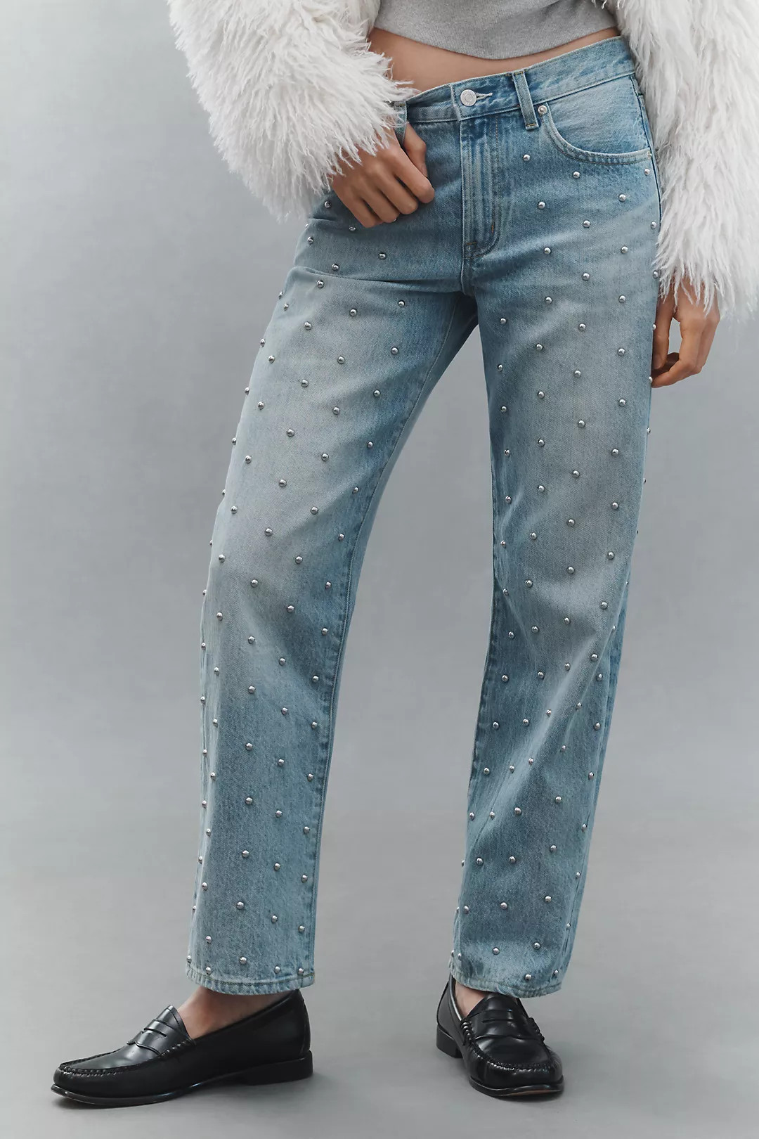 Pistola Lexi Mid-Rise Bowed Straight-Leg Jeans | Anthropologie (US)