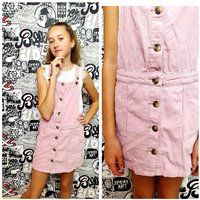 Girls Corduroy Dress Apron Skirt Pink Pinafore School Button Bib Overall Dress Jumper | Etsy (US)