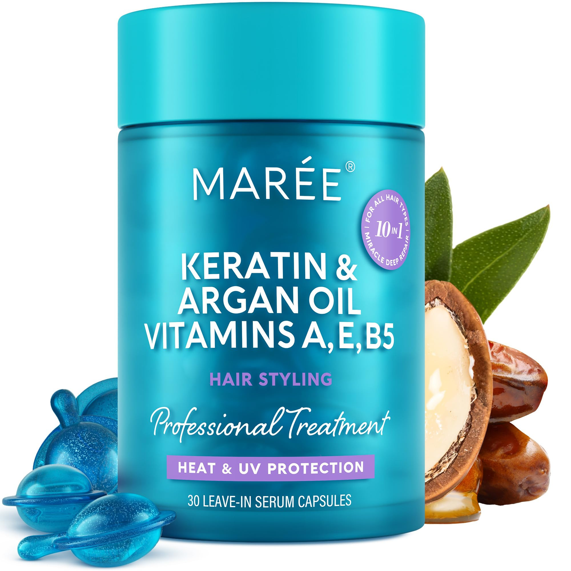 MAREE - Suero capilar para peinar para cabello encrespado y seco; cápsulas de aceite hidratante ... | Amazon (US)