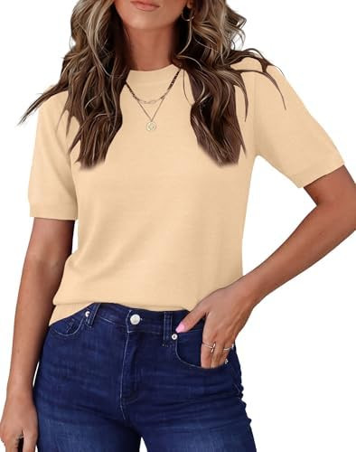 RUMIA Short Sleeve Sweaters for Women Summer Lightweight Loose Business Casual Tops (XS-XXL) | Amazon (US)