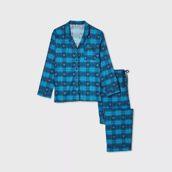 Women's Plus Size Holiday Hanukkah Flannel Matching Family Pajama Set - Navy | Target