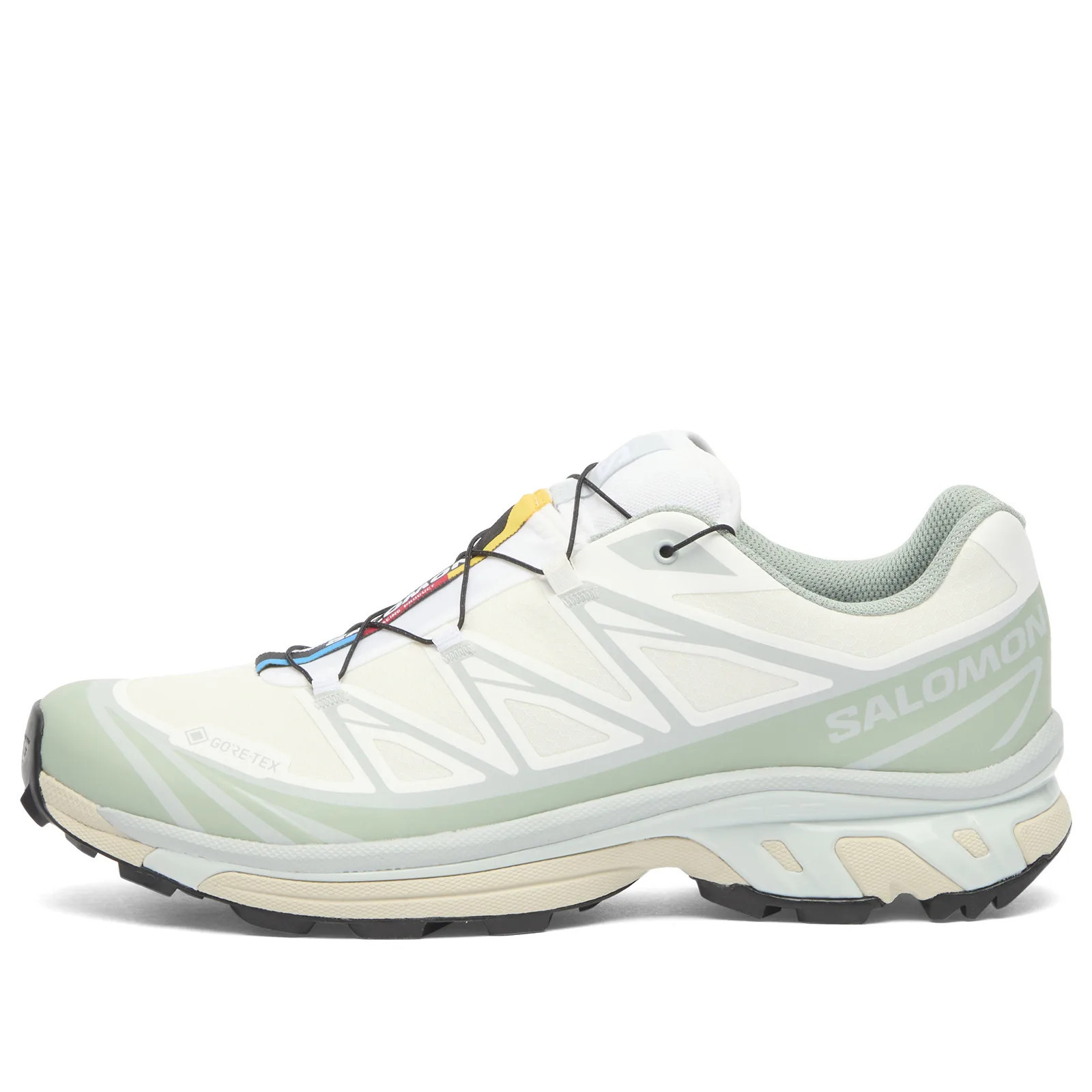 Salomon XT-6 GTX Sneaker in White/Green Milieu/Ice Flow, Size UK 6.5 | END. Clothing