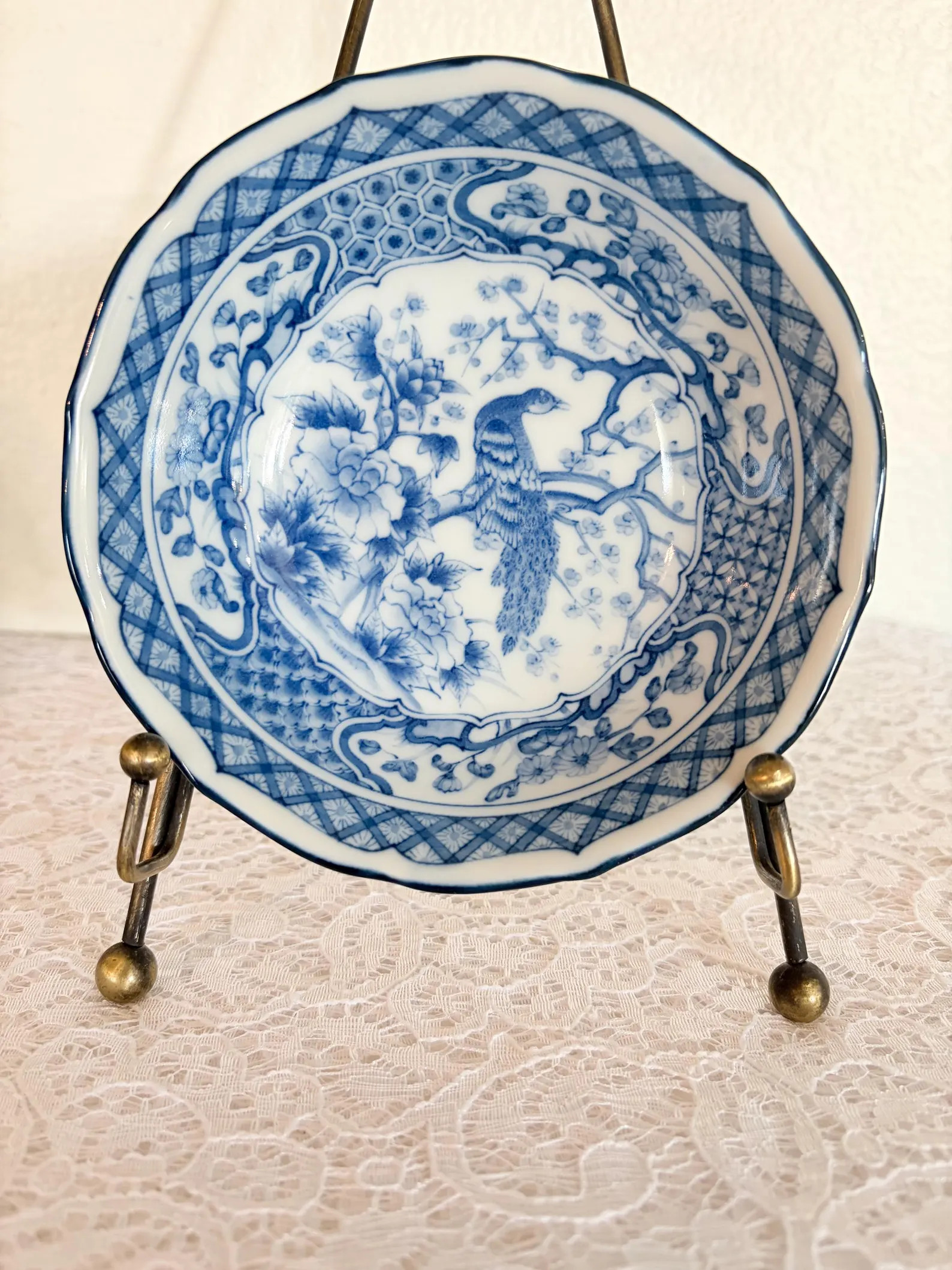 Vintage Japanese Blue White Porcelain Bowl: Bird Floral Imari Style Chinoiserie Decor - Etsy | Etsy (Global)